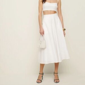 Reformation White Midi Skirt